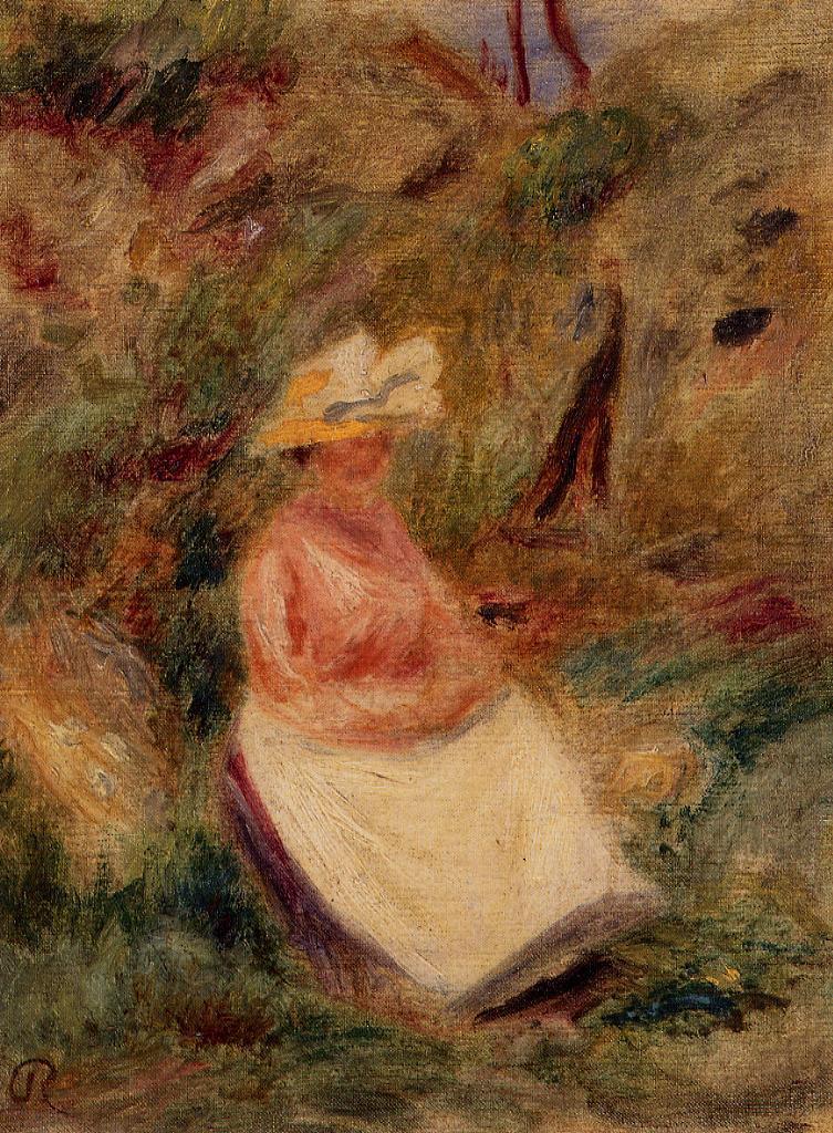 Young Girl in the Woods - Pierre-Auguste Renoir