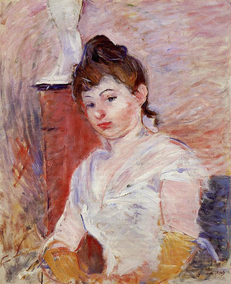Young Girl in White by Berthe Morisot — hand-painted portrait oil painting reproduction on canvas