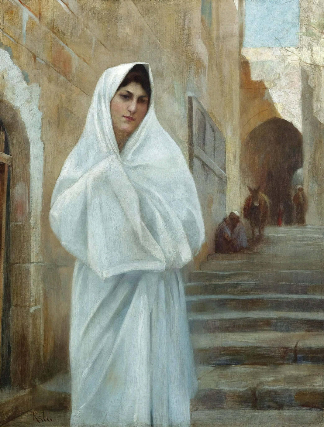 Young girl, Jerusalem by Théodore Ralli — hand-painted portrait oil painting reproduction on canvas