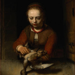 Young Girl Plucking a Duck