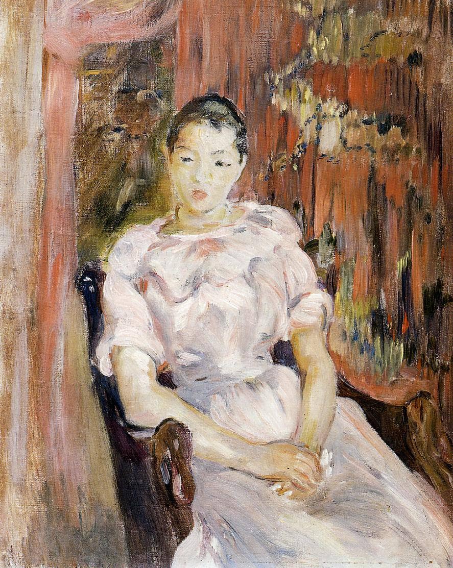 Young Girl Resting by Berthe Morisot — hand-painted portrait oil painting reproduction on canvas