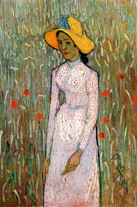 Young Girl Standing Against a Background of Wheat by Vincent van Gogh — hand-painted portrait oil painting reproduction on canvas