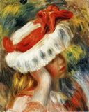 Young Girl with a Hat by Pierre-Auguste Renoir — hand-painted portrait oil painting reproduction on canvas