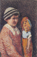 Young Girl with Doll by Henri Martin — children oil painting wall art, Divisionism