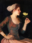 Young Girl with Rose by Charles Giron — female oil painting wall art