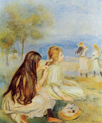 Young Girls by the Sea by Pierre-Auguste Renoir — hand-painted landscape oil painting reproduction on canvas