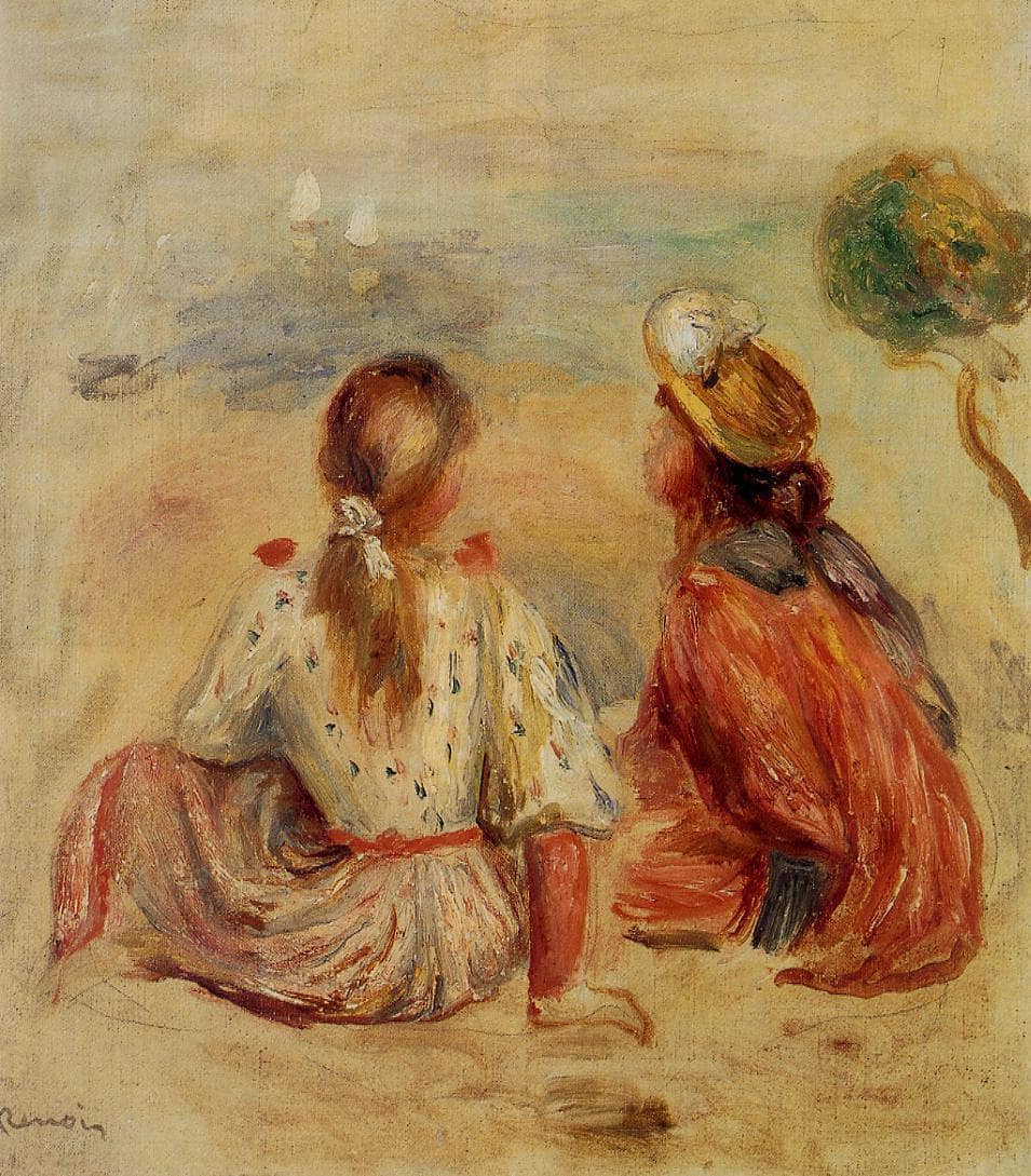 Young Girls on the Beach by Pierre-Auguste Renoir — hand-painted portrait oil painting reproduction on canvas