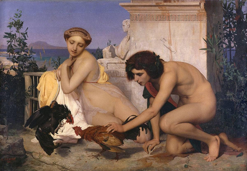 Young Greeks Attending a Cock Fight on gallery wrap