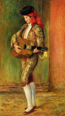 Young Guitarist Standing by Pierre-Auguste Renoir — hand-painted portrait oil painting reproduction on canvas
