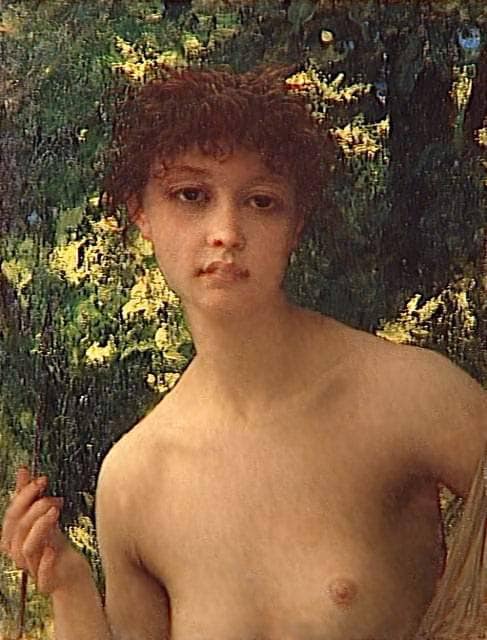 Young huntress by Ernest Hébert — hand-painted portrait oil painting reproduction on canvas
