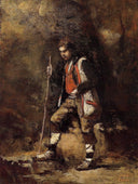 Young Italian Patriot in the Mountains by Camille Corot — hand-painted portrait oil painting reproduction on canvas