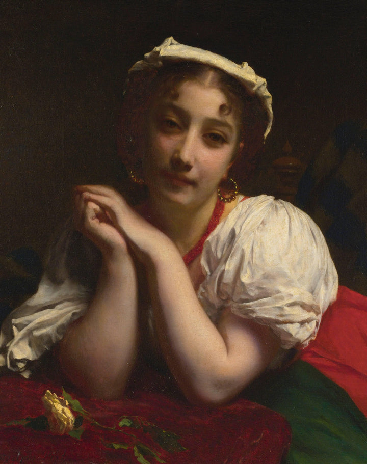 Young italian woman by Adolphe Piot — hand-painted portrait oil painting reproduction on canvas