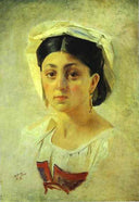 Young Italian Woman in a Folk Costume, Study by Nikolai Ge — male oil painting wall art, Romanticism
