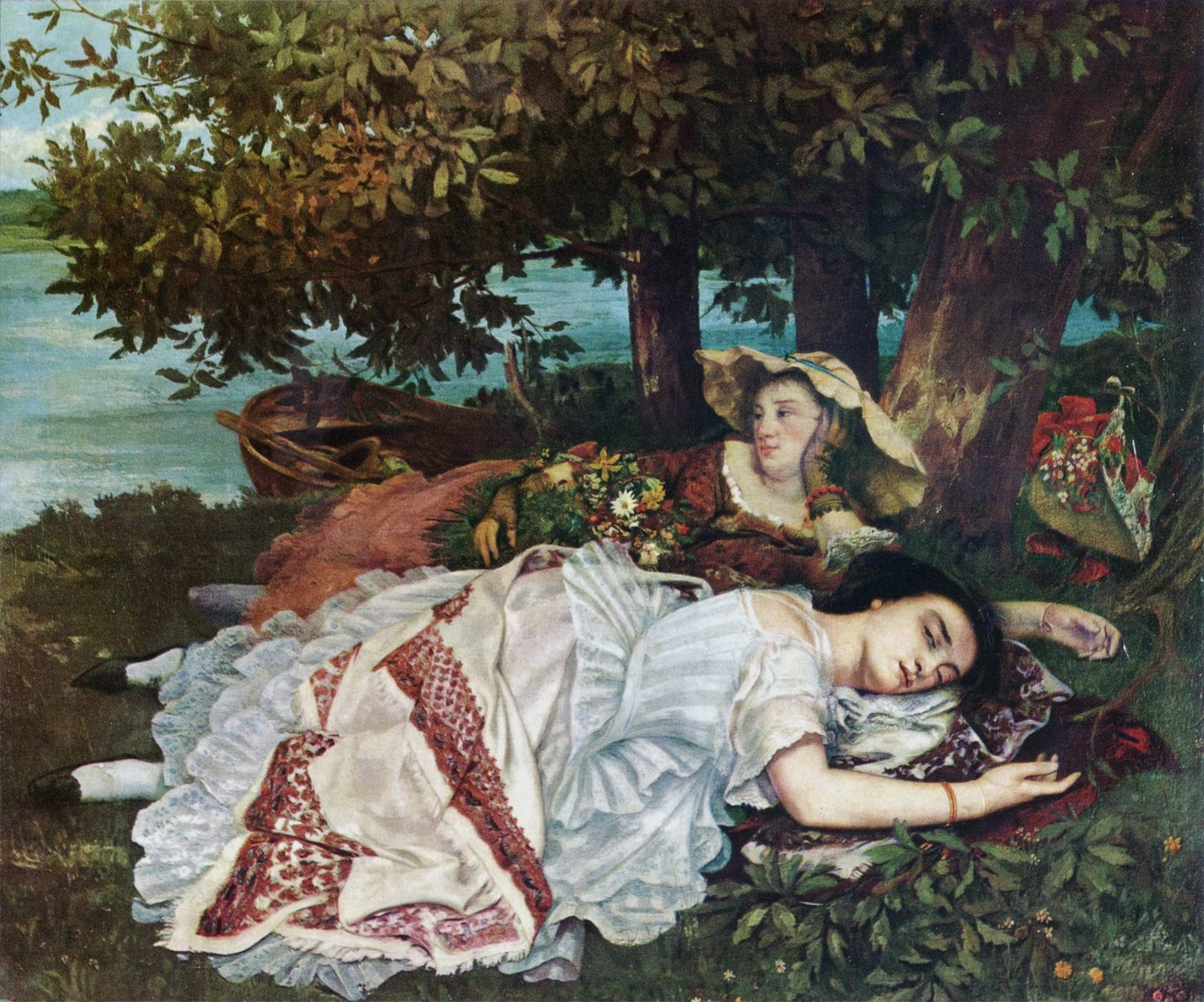 Young Ladies on the Banks of the Seine (Summer) - Gustave Courbet