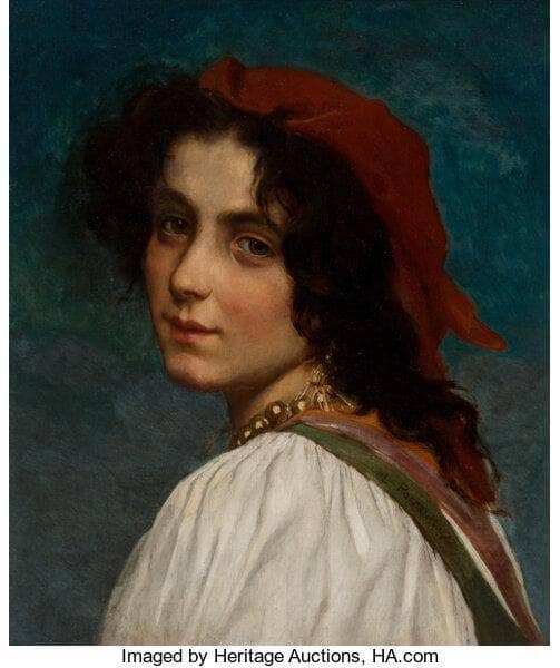 Young lady by Léon Bazile Perrault — hand-painted portrait oil painting reproduction on canvas