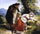 Young monk waking a roman peasant girl in home office