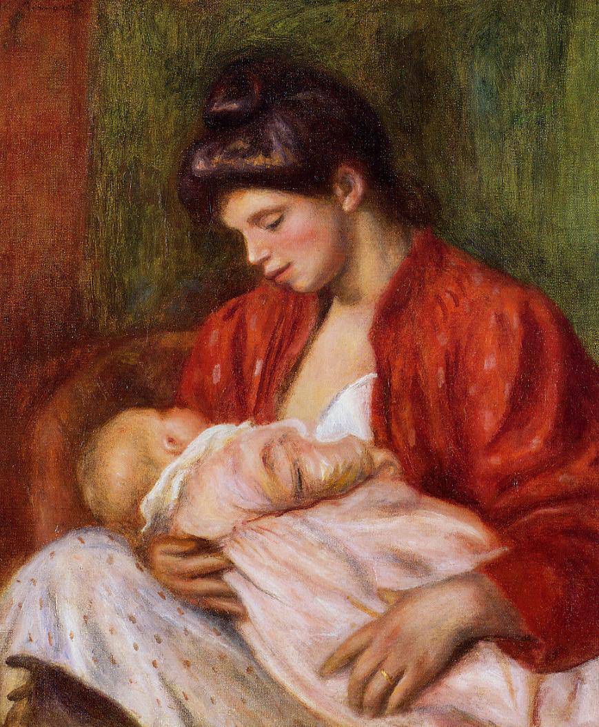 Young Mother by Pierre-Auguste Renoir — hand-painted portrait oil painting reproduction on canvas