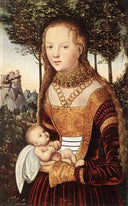 Young mother with child by Lucas Cranach the Elder — male oil painting wall art, Northern Renaissance