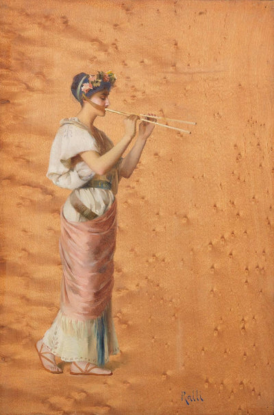 Young musician in hallway