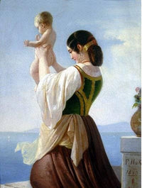Young Neapolitan woman with her little child