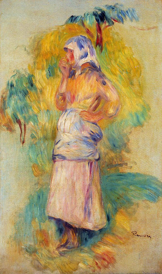 Young Peasant Eating an Apple on gallery wrap