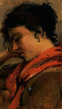 Young peasant woman by Silvestro Lega — hand-painted portrait oil painting reproduction on canvas