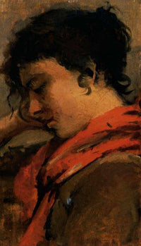 Young peasant woman by Silvestro Lega — hand-painted portrait oil painting reproduction on canvas