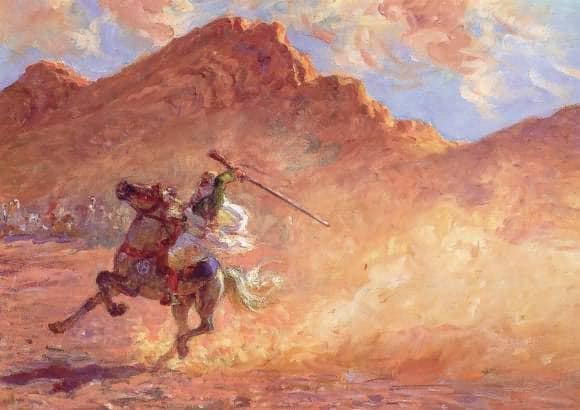 Young Rider With A Rifle by Nasreddine Dinet — hand-painted cultural oil painting reproduction on canvas