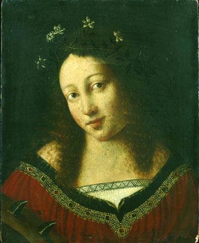 Young Woman as Saint Catherine by Bartolomeo Veneto — hand-painted portrait oil painting reproduction on canvas