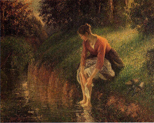 Young Woman Bathing Her Feet (also known as The Foot Bath) - Camille Pissarro