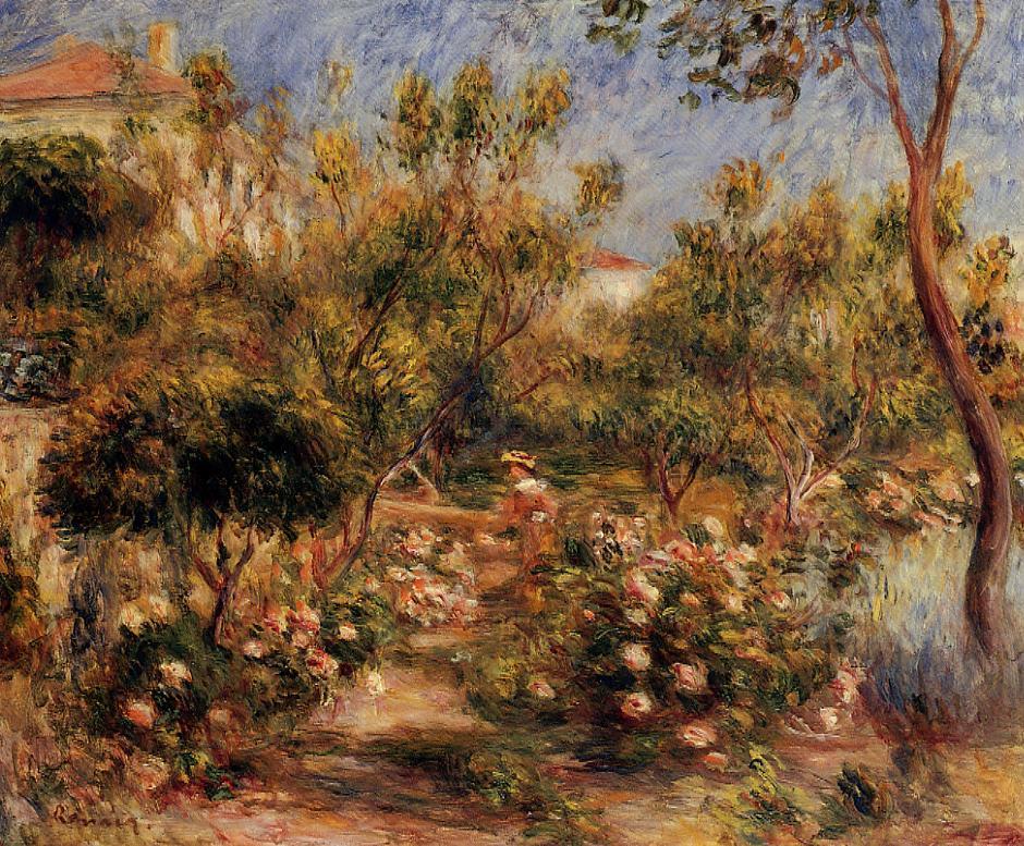 Young Woman in a Garden Cagnes - Pierre-Auguste Renoir