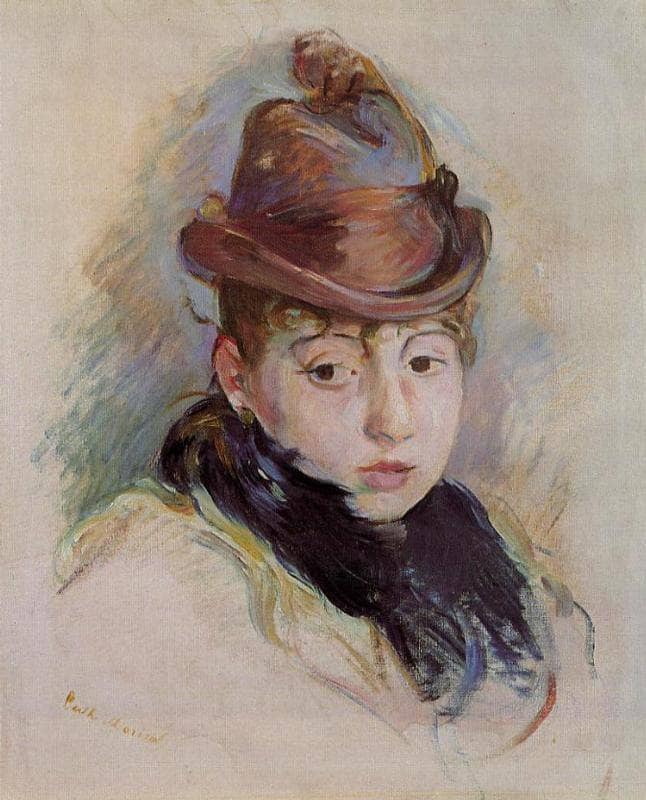 Young Woman in a Hat (Henriette Patte) by Berthe Morisot — hand-painted portrait oil painting reproduction on canvas