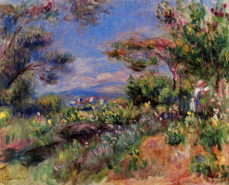 Young Woman in a Landscape, Cagnes - Pierre-Auguste Renoir