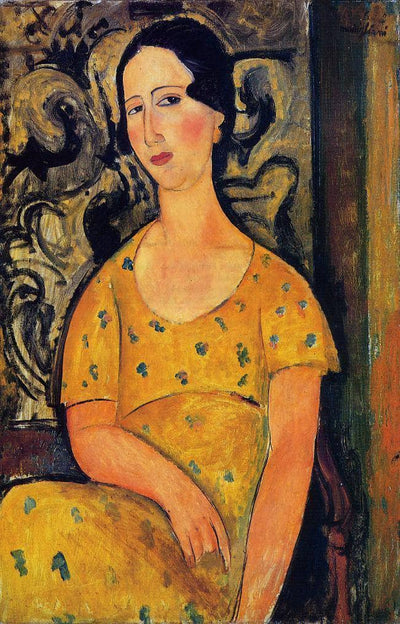 Young Woman in a Yellow Dress (Madame Modot) in apartment