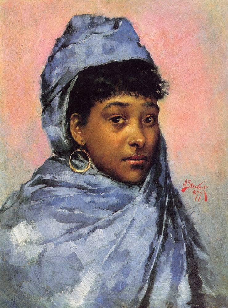 Young Woman In Blue by Julius LeBlanc Stewart — hand-painted portrait oil painting reproduction on canvas