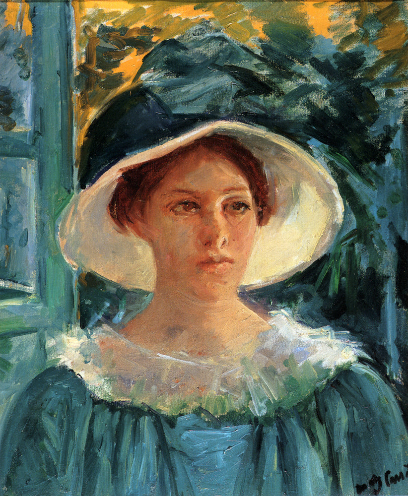 Young Woman In Green Outdoors In The Sun - Mary Cassatt