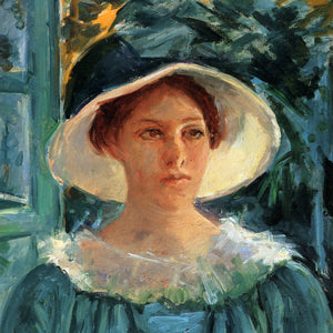 Young Woman In Green Outdoors In The Sun by Mary Cassatt — Oil Painting Reproduction