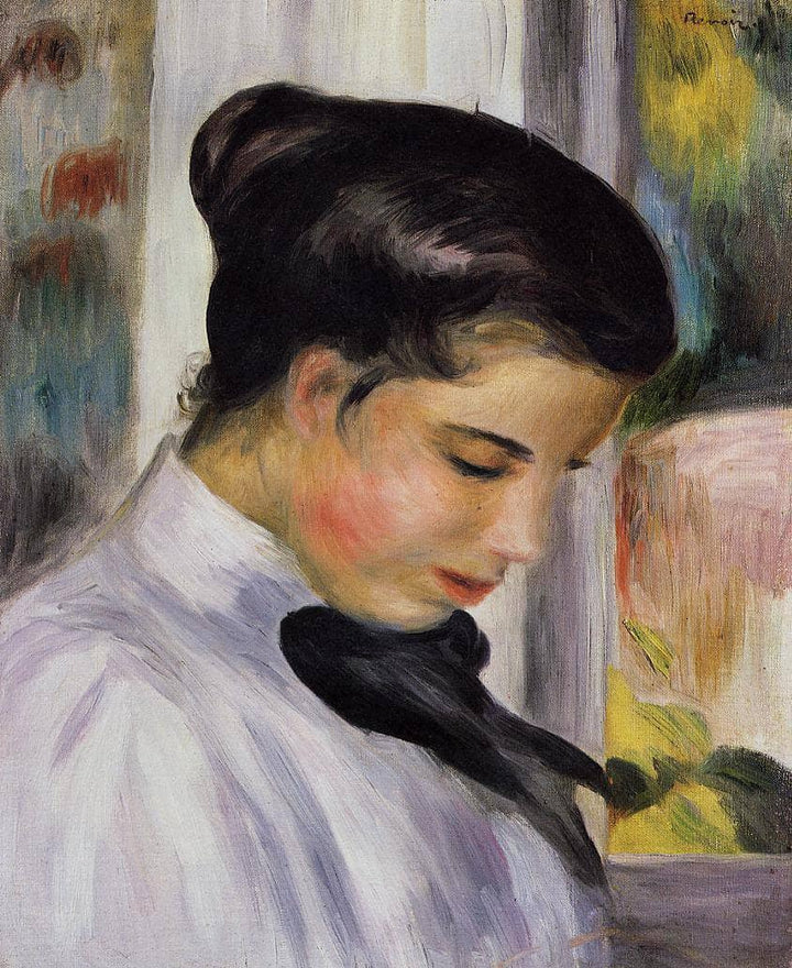 Young Woman in Profile by Pierre-Auguste Renoir — hand-painted portrait oil painting reproduction on canvas