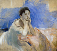 Young Woman Leaning on Her Elbows by Berthe Morisot — hand-painted portrait oil painting reproduction on canvas