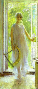 Young Woman on the Threshold by Konstantin Korovin, male oil painting wall art, Impressionism