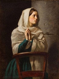 Young Woman Praying in Church