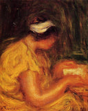 Young Woman Reading by Pierre-Auguste Renoir — female oil painting wall art, Impressionism