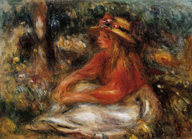 Young Woman Seated on the Grass - Pierre-Auguste Renoir