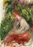 Young Woman, Seated by Pierre-Auguste Renoir — female oil painting wall art, Impressionism
