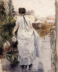 Young Woman Watering a Shrub by Berthe Morisot — hand-painted portrait oil painting reproduction on canvas