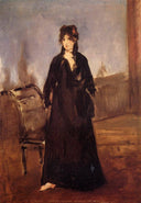 Young woman with a pink shoe (Portrait of Berthe Morisot) by Edouard Manet — hand-painted portrait oil painting reproduction on canvas