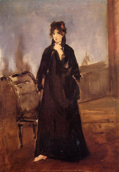 Young woman with a pink shoe (Portrait of Berthe Morisot) in entryway