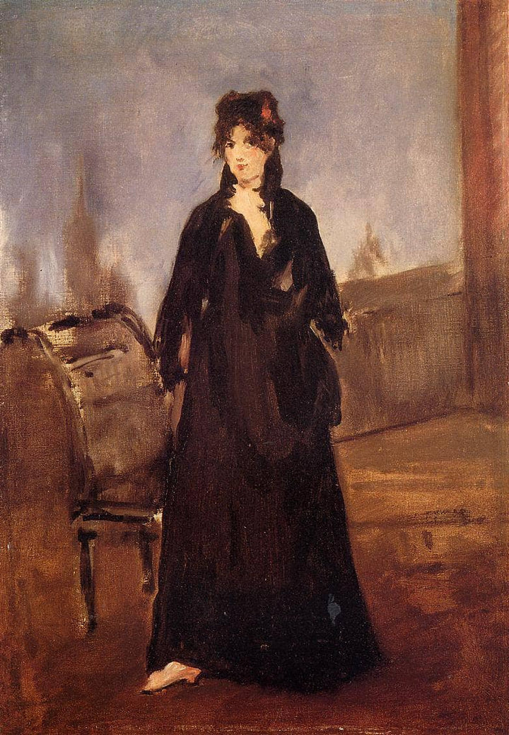 Young woman with a pink shoe (Portrait of Berthe Morisot) by Edouard Manet — hand-painted portrait oil painting reproduction on canvas