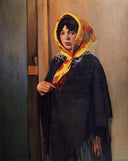 Young Woman with Yellow Scarf by Felix Vallotton — male oil painting wall art, Realism