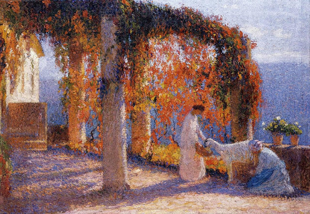 Young Women in Terrace by Henri Martin — hand-painted animal oil painting reproduction on canvas